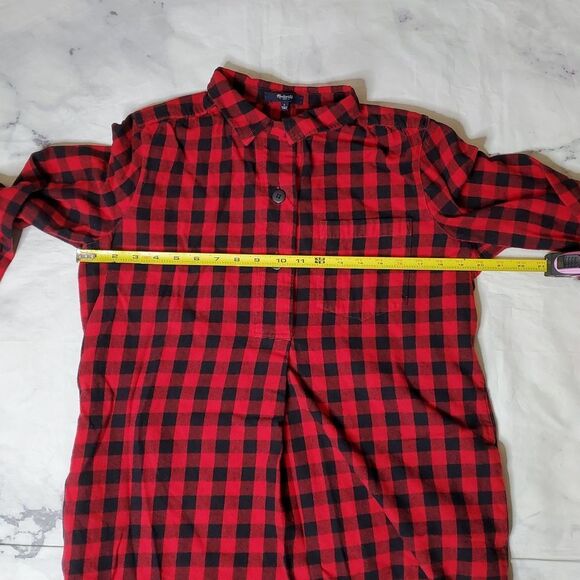 Madewell Flannel Latitude Red and Black Plaid Shirt Dress - Picture 4 of 6
